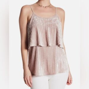 Ro & De Velvet Pleated Tiered Tank